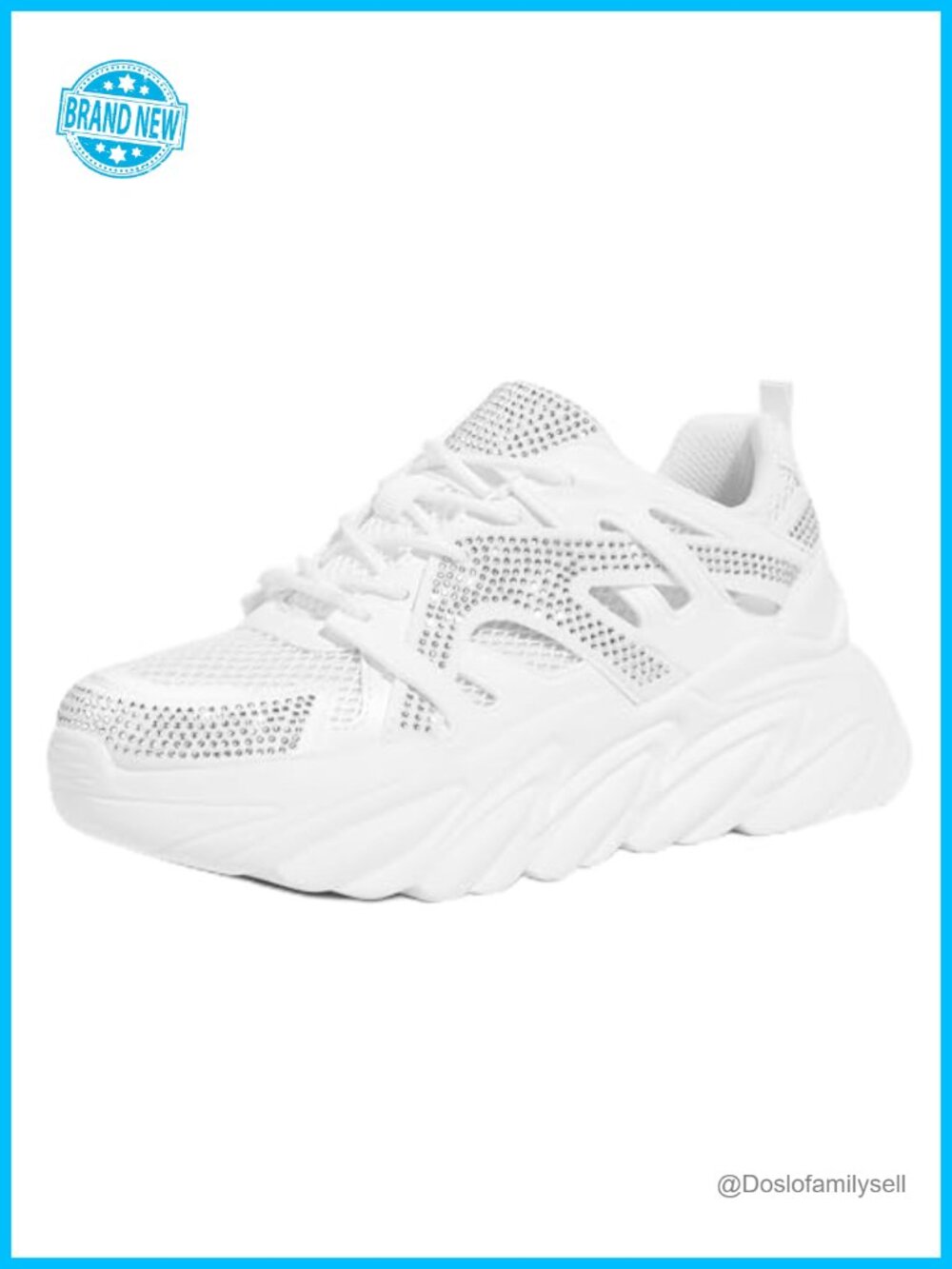 Women's Chunky Rhinestone Fashion Sneakers Platform Thick Dad Rave Mesh Walking